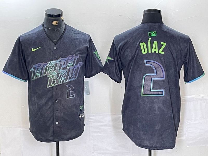 Men Tampa Bay Rays #2 Yandy Diaz Nike MLB Limited City Connect Black 2024 Jersey style 7